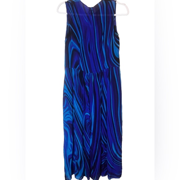 Akris Punto Blue Planet Print Sleeveless MidiDress Size US 4 - Picture 3 of 7